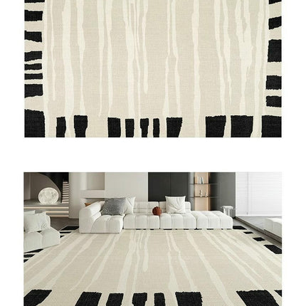 Area Rugs for Living Room Carpet Machine Washable Rugs for Room-Black and White Abstract Rug