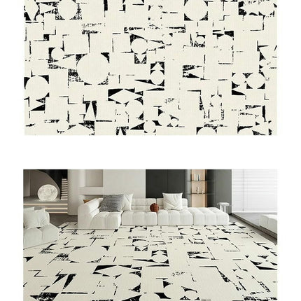 Area Rugs for Living Room Carpet Machine Washable Rugs for Room-Black and White Abstract Rug