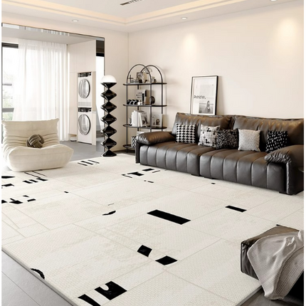 Area Rugs for Living Room Carpet Machine Washable Rugs for Room-Black and White Abstract Rug