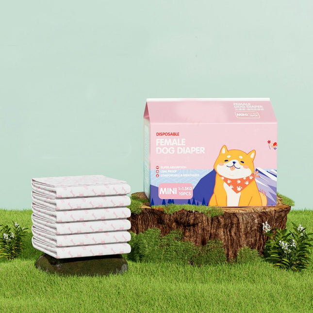 Small Dog Diapers, Disposable Dog Diapers for Female Dogs (Pack of 1,10 Count Total)