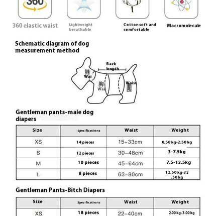 Pet Soft Dog Diapers Female - Disposable Puppy Diapers, Cat Diapers