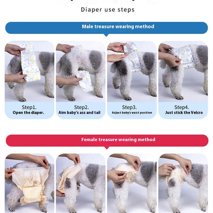 Pet Soft Dog Diaper Liners - Disposable Dog Diaper Booster Pads for Male & Female Dogs 10 pieces/pack