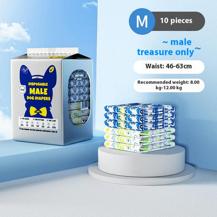 Comfortable Male Dog Diapers - 10-Pack Super Absorbent Disposable Male Dog Wraps for Incontinence Urination