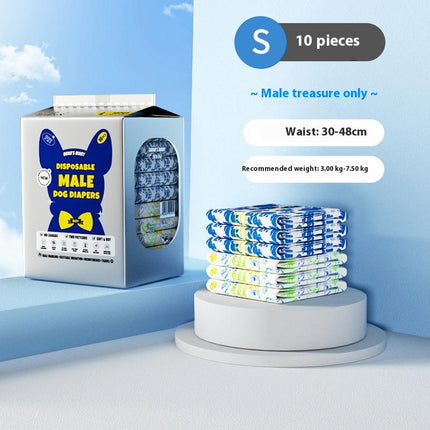 Comfortable Male Dog Diapers - 10-Pack Super Absorbent Disposable Male Dog Wraps for Incontinence Urination