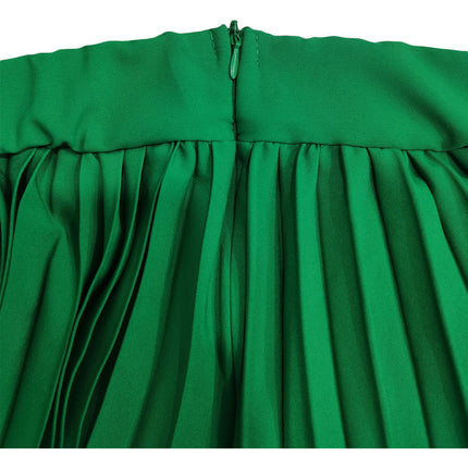 Womens Elastic High Waist Flowy Pleated Skirt Swing A-line Beach Maxi Skirt