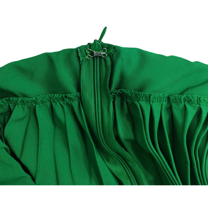 Womens Elastic High Waist Flowy Pleated Skirt Swing A-line Beach Maxi Skirt