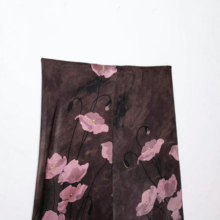 Women's Summer High Waist Floral Print Skirt Casual Midi Skirts