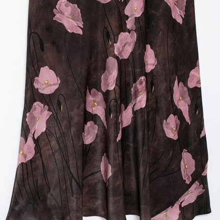 Women's Summer High Waist Floral Print Skirt Casual Midi Skirts