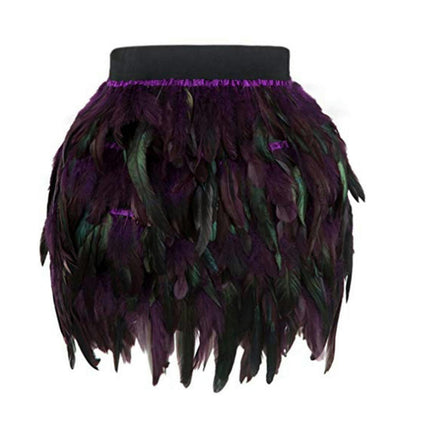 Womens Faux Feather Skirt High Waist A Line Mini Skirt