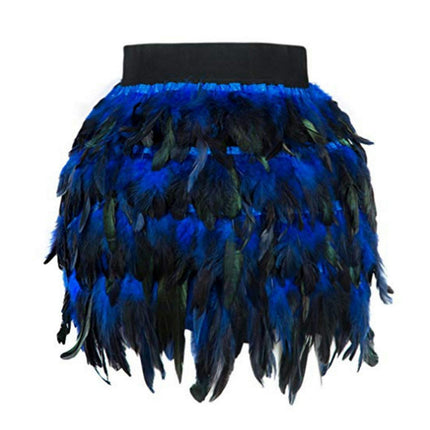 Womens Faux Feather Skirt High Waist A Line Mini Skirt