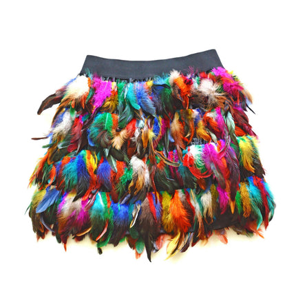 Womens Faux Feather Skirt High Waist A Line Mini Skirt