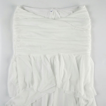 Women Boho High Waist Slit Tiered Layered Ruffle Maxi Skirt