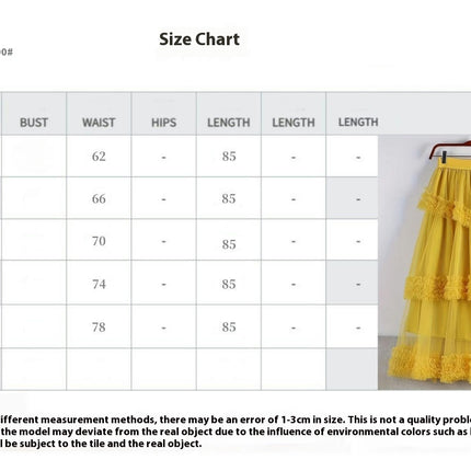 Women Tulle Skirts Ruffle Tutu Skirt Midi Length Elastic High Waist A Line Skirt