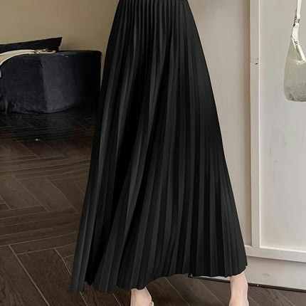 Pleated Midi Skirts for Women High Waisted Flare Casual Skirt