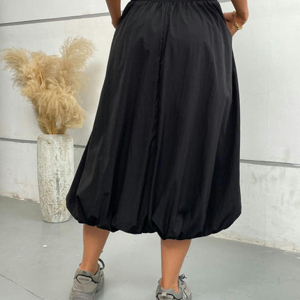 Women Bubble Maxi Skirt Casual Elastic High Waist Flowy A Line Summer Ruffle Balloon Skirt