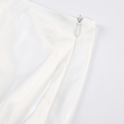 Women Satin Bubble Maxi Skirt Casual High Waist Flowy A Line Summer Ruffle Balloon Skirt