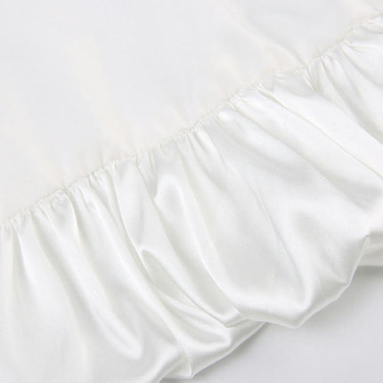 Women Satin Bubble Maxi Skirt Casual High Waist Flowy A Line Summer Ruffle Balloon Skirt