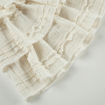 Woman Fashion Mini Skirts Solid Layered Ruffle A-Line Cute Mini Skirts