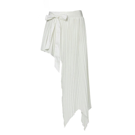 Women Pleated Skirt High Waist Asymmetrical Flowy Long Skirt