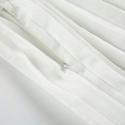 Women Pleated Skirt High Waist Asymmetrical Flowy Long Skirt