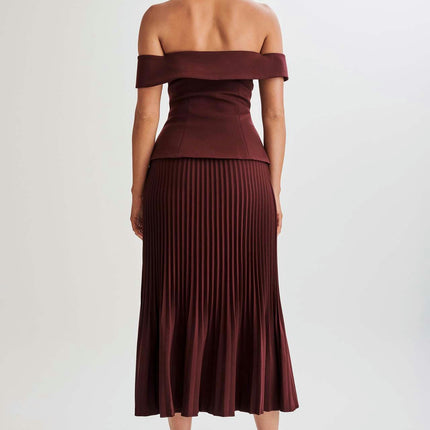 Womens Pleated Midi Skirt High Waist Swing Boho Casual A-line Long Skirts