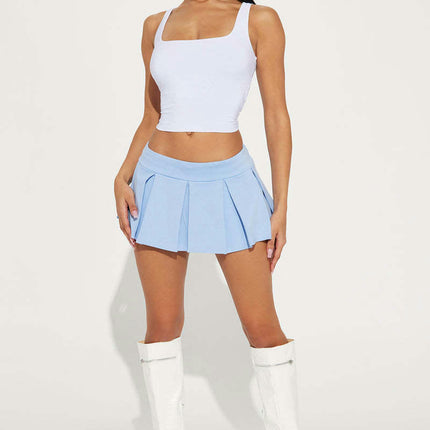 Women's High Waist A-Line Mini Skirt Short Pleated Skirt