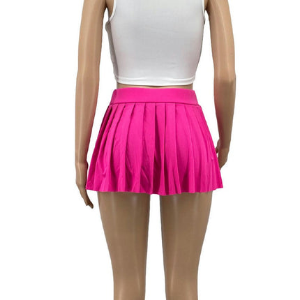 Women's Mini Pleated Skirts Sexy Club High Wiast Stretchy Tennis Skater A-line Skirt