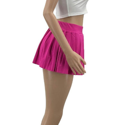 Women's Mini Pleated Skirts Sexy Club High Wiast Stretchy Tennis Skater A-line Skirt