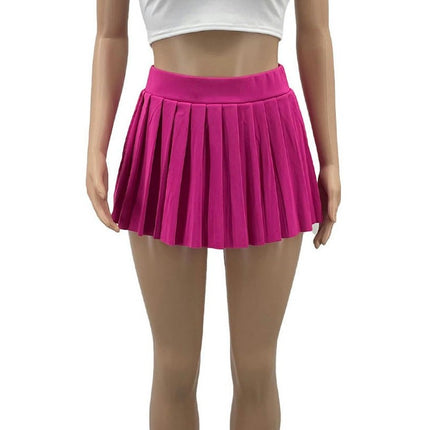 Women's Mini Pleated Skirts Sexy Club High Wiast Stretchy Tennis Skater A-line Skirt