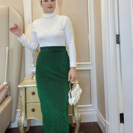 Women's High Waist Shiny Bodycon Party Club Night Out Maxi Long Pencil Skirts