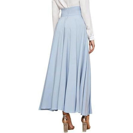 Women's Elegant High Waist Long Skirt Tie Front Pleated Maxi Skirts