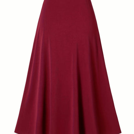 Women A-Line High Waist Midi Skirt Flowy Swing Ruffle Casual Long Skirts