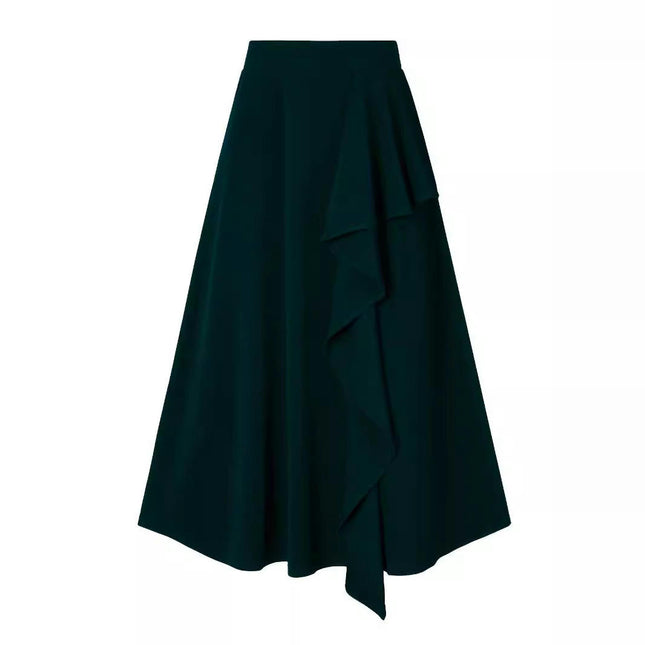 Women A-Line High Waist Midi Skirt Flowy Swing Ruffle Casual Long Skirts