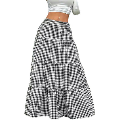 Women's Maxi Skirt Elastic High Waist Tiered Ruffle Casual Long Skirts