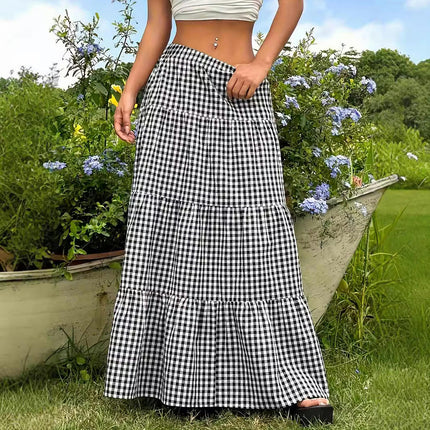 Women's Maxi Skirt Elastic High Waist Tiered Ruffle Casual Long Skirts