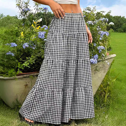 Women's Maxi Skirt Elastic High Waist Tiered Ruffle Casual Long Skirts