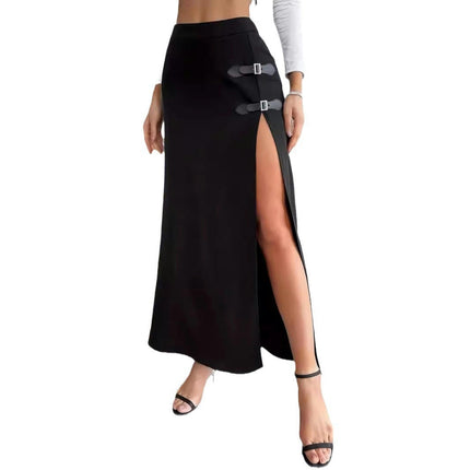 Women Split Slit Thigh Maxi Skirts High Wasit Sexy Summer Long Skirts