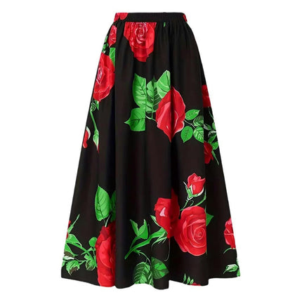 Womens High Waisted Skirt Boho Printed Swing A-Line Long Skirts