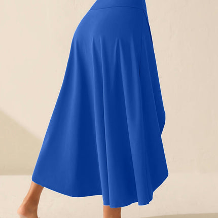 Women High Waist Wrap Skirt Flowy Summer Maxi Skirt with Slit Ruffle High Low Skirt with Shorts
