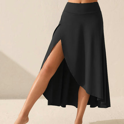 Women High Waist Wrap Skirt Flowy Summer Maxi Skirt with Slit Ruffle High Low Skirt with Shorts