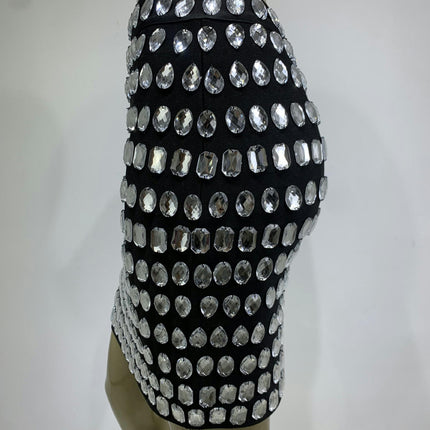 Womens Sexy Rhinestone Bodycon Mini Skirt Glitter Party Skirt