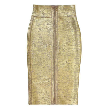 Women's Sexy Bodycon Pencil Skirt Shiny Metalic Liquid Party Midi Skirt