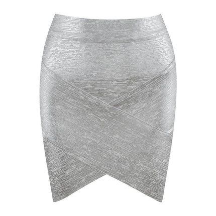 Women's Sexy Bodycon Pencil Skirt Shiny Metalic Liquid Party Mini Skirt
