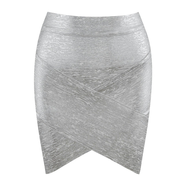 Women's Sexy Bodycon Pencil Skirt Shiny Metalic Liquid Party Mini Skirt