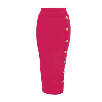 Women's Bodycon Midi Skirt Back Split High Waist Bandage Pencil Skirt