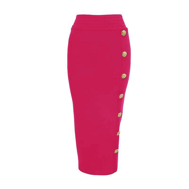 Women's Bodycon Midi Skirt Back Split High Waist Bandage Pencil Skirt