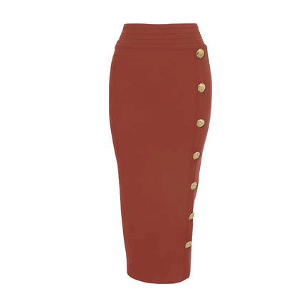 Women's Bodycon Midi Skirt Back Split High Waist Bandage Pencil Skirt