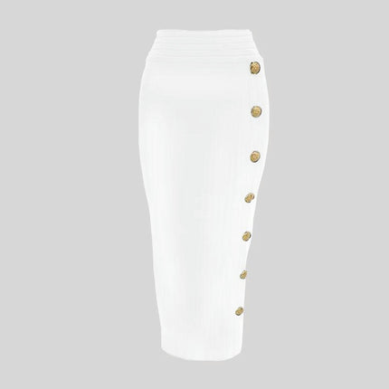 Women's Bodycon Midi Skirt Back Split High Waist Bandage Pencil Skirt