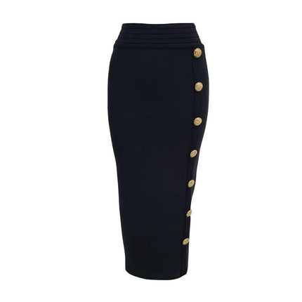 Women's Bodycon Midi Skirt Back Split High Waist Bandage Pencil Skirt