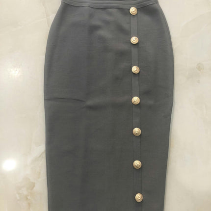 Women's Bodycon Midi Skirt Back Split High Waist Bandage Pencil Skirt